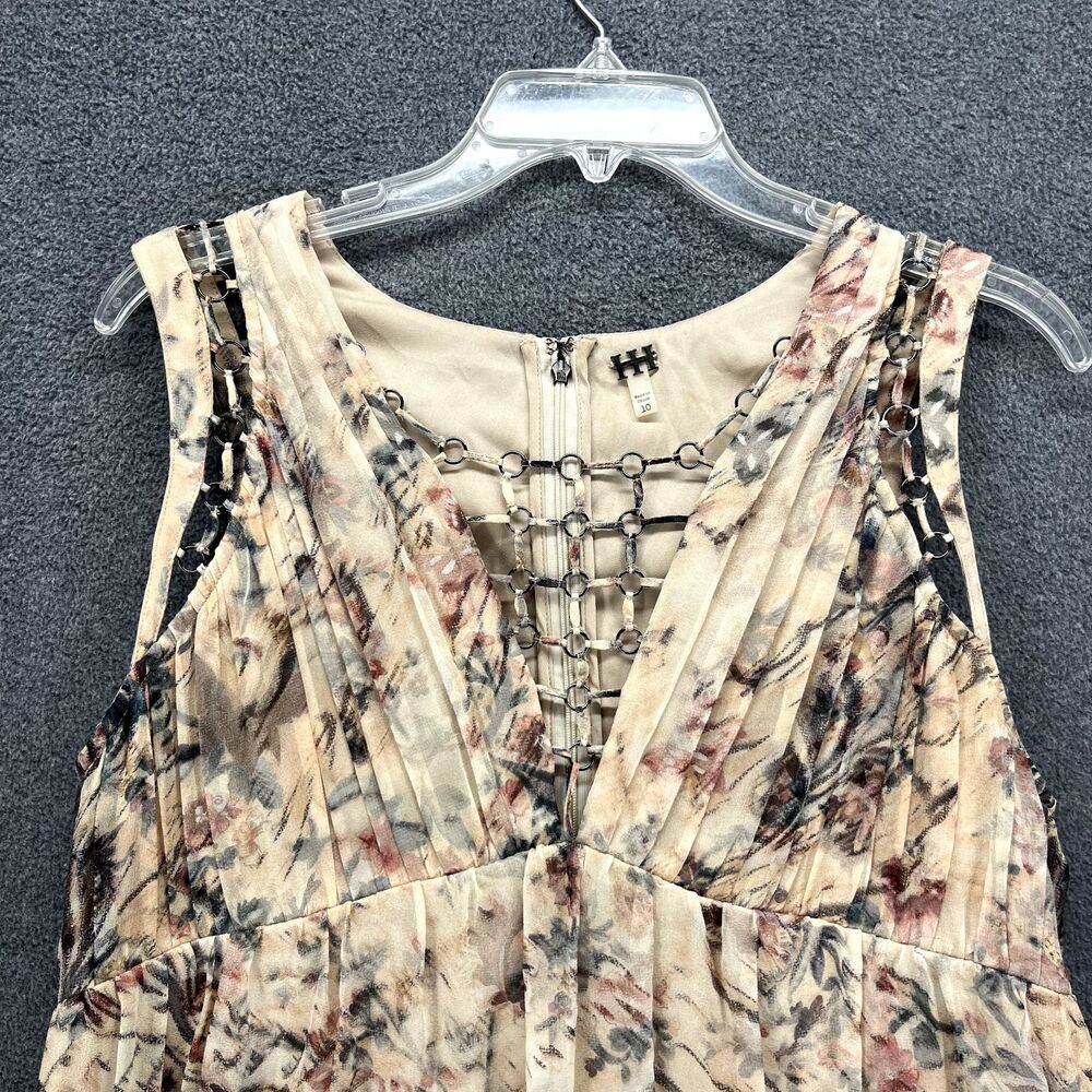Haute Hippie Runway Silk Top Womens 10 Floral Ring Trim Asymmetric Hem Blouse - Picture 4 of 16